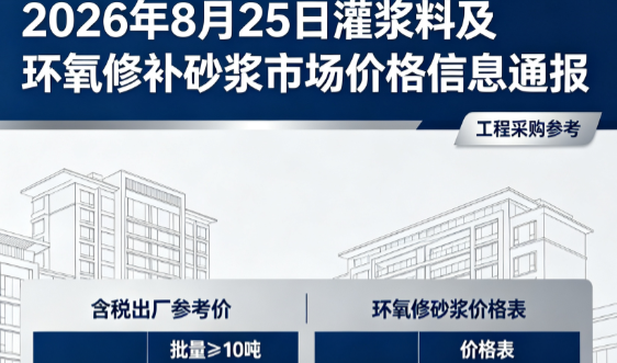 广宁2026年8月25日灌浆料及环氧修补砂浆市场价格信息通报